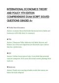 INTERNATIONAL ECONOMICS THEORY&NewLine;AND POLICY 11TH EDITION&NewLine;COMPREHENSIVE EXAM SCRIPT SOLVED&NewLine;QUESTIONS GRADED A&plus;