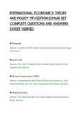 INTERNATIONAL ECONOMICS THEORY&NewLine;AND POLICY 11TH EDITION EXAMS SET&NewLine;COMPLETE QUESTIONS AND ANSWERS&NewLine;EXPERT VERIFIED&NewLine;