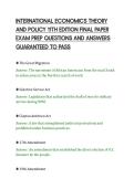 INTERNATIONAL ECONOMICS THEORY&NewLine;AND POLICY 11TH EDITION FINAL PAPER&NewLine;EXAM PREP QUESTIONS AND ANSWERS&NewLine;GUARANTEED TO PASS&NewLine;