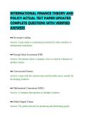 INTERNATIONAL FINANCE THEORY AND&NewLine;POLICY ACTUAL TEST PAPER UPDATED&NewLine;COMPLETE QUESTIONS WITH VERIFIED&NewLine;ANSWERS