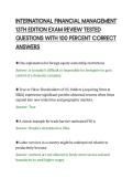INTERNATIONAL FINANCIAL MANAGEMENT&NewLine;13TH EDITION EXAM REVIEW TESTED&NewLine;QUESTIONS WITH 100 PERCENT CORRECT&NewLine;ANSWERS&NewLine;