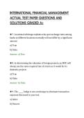 INTERNATIONAL FINANCIAL MANAGEMENT&NewLine;ACTUAL TEST PAPER QUESTIONS AND&NewLine;SOLUTIONS GRADED A&plus;