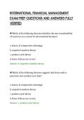 INTERNATIONAL FINANCIAL MANAGEMENT&NewLine;EXAM PREP QUESTIONS AND ANSWERS FULLY&NewLine;VERIFIED