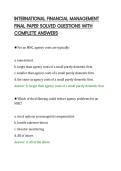 INTERNATIONAL FINANCIAL MANAGEMENT&NewLine;FINAL PAPER SOLVED QUESTIONS WITH&NewLine;COMPLETE ANSWERS