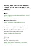 INTERNATIONAL FINANCIAL MANAGEMENT&NewLine;UPDATED ACTUAL QUESTIONS AND CORRECT&NewLine;ANSWERS&NewLine;