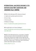 INTERNATIONAL MACROECONOMICS 11TH&NewLine;EDITION EXAM PREP QUESTIONS AND&NewLine;ANSWERS FULLY VERIFIED&NewLine;