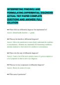 INTERPRETING FINDINGS AND&NewLine;FORMULATING DIFFERENTIAL DIAGNOSES&NewLine;ACTUAL TEST PAPER COMPLETE&NewLine;QUESTIONS AND ANSWERS FULL&NewLine;SOLUTION&NewLine;