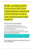 AR 600 - 55 EXAM &lpar;LATEST&rpar; &NewLine;Practice Exam 2026 &vert;Most &NewLine;Tested Questions Collection & &NewLine;Verified Detailed Answers &vert; &NewLine;Tutor Verified Success Exam&rpar; &NewLine;Graded A&plus; 