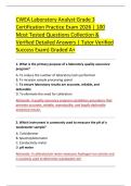 CWEA Laboratory Analyst Grade 3 &NewLine;Certification Practice Exam 2026 &vert; 100 &NewLine;Most Tested Questions Collection & &NewLine;Verified Detailed Answers &vert; Tutor Verified &NewLine;Success Exam&rpar; Graded A&plus; 