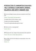 INTRODUCTION TO AMMUNITION EXAM HIGHYIELD CARTRIDGE COMPONENTS&comma; INTERNAL&NewLine;BALLISTICS&comma; AND SAFETY SUMMARY 2026