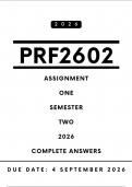 PRF2602 Assignment 1 Answers - Semester 2&comma; 2026 &vert;Due Date 4 September 2026
