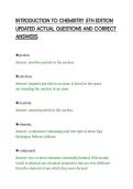 INTRODUCTION TO CHEMISTRY 5TH EDITION&NewLine;UPDATED ACTUAL QUESTIONS AND CORRECT&NewLine;ANSWERS