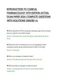 INTRODUCTION TO CLINICAL&NewLine;PHARMACOLOGY 10TH EDITION ACTUAL&NewLine;EXAM PAPER 2026 COMPLETE QUESTIONS&NewLine;WITH SOLUTIONS GRADED A&plus;
