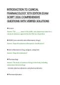 INTRODUCTION TO CLINICAL&NewLine;PHARMACOLOGY 10TH EDITION EXAM&NewLine;SCRIPT 2026 COMPREHENSIVE&NewLine;QUESTIONS WITH VERIFIED SOLUTIONS&NewLine;