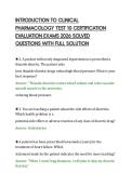 INTRODUCTION TO CLINICAL&NewLine;PHARMACOLOGY TEST 10 CERTIFICATION&NewLine;EVALUATION EXAMS 2026 SOLVED&NewLine;QUESTIONS WITH FULL SOLUTION