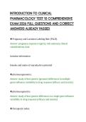 INTRODUCTION TO CLINICAL&NewLine;PHARMACOLOGY TEST 10 COMPREHENSIVE&NewLine;EXAM 2026 FULL QUESTIONS AND CORRECT&NewLine;ANSWERS ALREADY PASSED&NewLine;