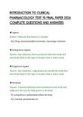 INTRODUCTION TO CLINICAL&NewLine;PHARMACOLOGY TEST 10 FINAL PAPER 2026&NewLine;COMPLETE QUESTIONS AND ANSWERS
