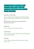 INTRODUCTION TO CRITICAL CARE NURSING EXAM SCRIPT UPDATED COMPLETE QUESTIONS AND ANSWERS EXPERT REVIEWED&period;pdf&NewLine;&NewLine;