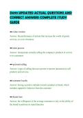 D099 UPDATED ACTUAL QUESTIONS AND&NewLine;CORRECT ANSWERS COMPLETE STUDY&NewLine;GUIDE&NewLine;