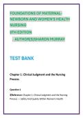 Foundations of Maternal-Newborn & Women's Health Nursing 8th Edition Murray Practice Questions &vert; All Chapters 1&ndash;28 NGN NCLEX Review&comma; Detailed Rationales & Clinical Judgment&NewLine;