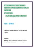 Foundations of Maternal-Newborn and Women's Health Nursing 8th Murray Complete Practice Q&A with Clinical Judgment &vert; All Chapters 1-28&NewLine;