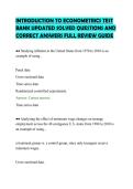INTRODUCTION TO ECONOMETRICS TEST&NewLine;BANK UPDATED SOLVED QUESTIONS AND&NewLine;CORRECT ANSWERS FULL REVIEW GUIDE