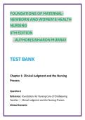 Foundations of Maternal-Newborn and Women's Health Nursing 8th Edition Murray Practice Questions &vert; All Chapters 1-28 NGN NCLEX Study Guide & Clinical Judgment Rationales&NewLine;