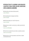 INTRODUCTION TO LEARNING AND BEHAVIOR&NewLine;CHAPTER 13 EXAM PREP QUESTIONS AND&NewLine;ANSWERS FULLY VERIFIED&NewLine;