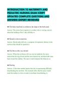 INTRODUCTION TO MATERNITY AND&NewLine;PEDIATRIC NURSING EXAM SCRIPT&NewLine;UPDATED COMPLETE QUESTIONS AND&NewLine;ANSWERS EXPERT REVIEWED