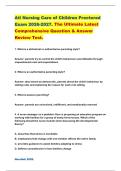 Ati Nursing Care of Children Proctored Exam 2026-2027&period; The Ultimate Latest Comprehensive Question & Answer Review Test&period;