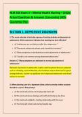 NUR 384 Exam 3 &ndash; Mental Health Nursing &ndash; &lpar;2026&rpar; &NewLine;Actual Questions & Answers &lpar;Concordia&rpar; 100&percnt; &NewLine;Guarantee Pass 