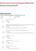 EKG Technician Final Exam Questions With Correct Solutions&comma; Already Passed