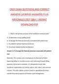 CRCR EXAM QUESTIONS AND CORRECT &NewLine;ANSWERS &lpar;VERIFIED ANSWERS&rpar; PLUS &NewLine;RATIONALES 2027 Q&A &vert; INSTANT &NewLine;DOWNLOAD PDF 