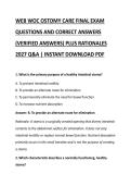 WEB WOC OSTOMY CARE FINAL EXAM &NewLine;QUESTIONS AND CORRECT ANSWERS &NewLine;&lpar;VERIFIED ANSWERS&rpar; PLUS RATIONALES &NewLine;2027 Q&A &vert; INSTANT DOWNLOAD PDF