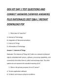 DEX IOT DAY 1 TEST QUESTIONS AND &NewLine;CORRECT ANSWERS &lpar;VERIFIED ANSWERS&rpar; &NewLine;PLUS RATIONALES 2027 Q&A &vert; INSTANT &NewLine;DOWNLOAD PDF 