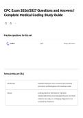 CPC Exam 2026&sol;2027 Questions and Answers &vert; Complete Medical Coding Study Guide