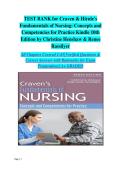 Craven & Hirnle&rsquo;s Fundamentals of Nursing 10th Edition Test Bank &ndash; Concepts and Competencies for Practice &vert; Complete Practice Questions with Answers