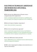 D333 ETHICS IN TECHNOLOGY QUESTION SET&NewLine;AND REVISION PACK WITH ETHICAL&NewLine;FRAMEWORKS 2026&NewLine;
