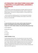 ATI PEDIATRIC CMS PROCTORED EXAM 2023 &vert; VERSIONS A & B QUESTIONS&comma; ANSWERS & RATIONALES