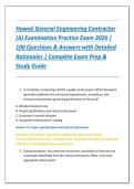 Hawaii General Engineering Contractor &lpar;A&rpar; Examination Practice Exam 2026 &vert; 100 Questions & Answers with Detailed Rationales &vert; Complete Exam Prep & Study Guide