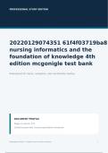 Nursing Informatics and the Foundation of Knowledge 4th Edition Test Bank &vert; McGonigle