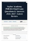 Saylor Academy PHIL102 Final Exam Questions & Answers 2026-2027 Latest Review