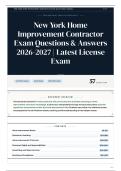 New York Home Improvement Contractor Exam Questions & Answers 2026&sol;2027 Latest License Exam