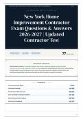 New York Home Improvement Contractor Exam Questions & Answers 2026&sol;2027 Updated Contractor Test