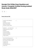 Georgia CNA Written Exam Questions and Answers &vert; Complete Certified Nursing Assistant Study Guide 2026&sol;2027