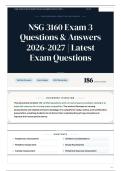 NSG 3160 Exam 3 Questions & Answers 2026-2027 Latest Exam Questions