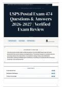 USPS Postal Exam 474 Questions & Answers 2026-2027 Verified Exam Review