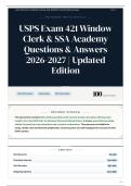 USPS Exam 421 Window Clerk & SSA Academy Questions & Answers 2026-2027 Updated Edition