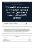 BSN 266 ISB Maintenance of IV Therapy Lesson 1 Post-Test Questions & Answers 2026&sol;2027 Updated