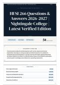 HESI 266 Questions & Answers 2026&sol;2027 Nightingale College Latest Verified Edition
